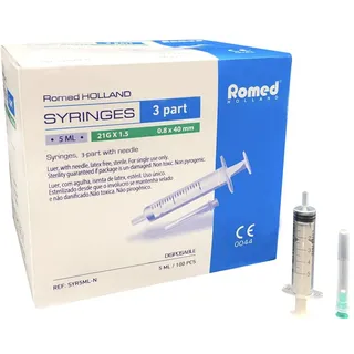 Romed Einmalspritzen mit Einmalkanülen 5 ml 100 St.