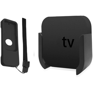 TV-Halterung für Apple TV 4. und 4. Generation der 5. Generation, Wandhalterung mit Bonus Remote CASE für Apple TV 4th / 4K 5th Gen. (Schwarz)