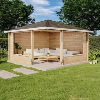 Alpholz 5-Eck Gartenlaube Maik-40 Natur 425 cm x 425 cm, imprägniert