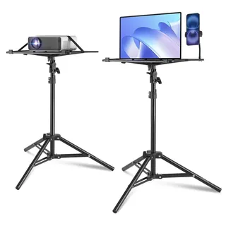 Vevor Projektorständer Laptopständer-Stativ, höhenverstellbar von 685 bis 1600 mm, tragbares Projektor-Stativ mit Ablage & Schwanenhals-Telefonhalter, für Filme im Freien Büro zu Hause 5 kg belastbar