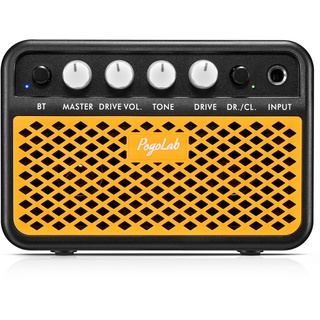 POGOLAB 5W Mini Gitarrenverstärker, Tragbarer Bluetooth-Gitarrenverstärker, CLEAN/Overdrive-Kanälen, Übungs-E-Gitarrenverstärker, Wiederaufladbare Akustikgitarrenverstärker für Akustikgitarre, orange