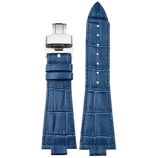 NKCVEZBW Kompatibel mit Lederarmband, kompatibel mit Tissot 1853 Prx Series Super Player T137.410 T137407, Uhrenarmband, Konvexe Schnittstelle, 12 mm, Herren(Blue-Silver)