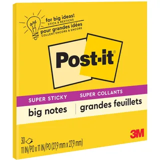 Post-it Super Sticky Big Notes, einfarbig (gelb), doppelte Haftung, 27,9 x 27,9 cm