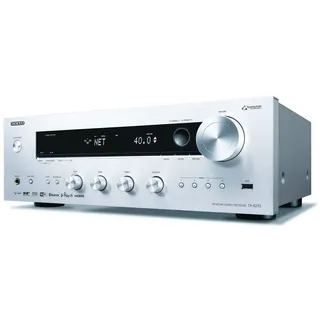 Onkyo TX-8270(S) Stereo Receiver (Bluetooth, WLAN, Musik-Streaming, Spotify, Deezer u.a., Internetradio, Multiroom (FlareConnect), DAB+ und UKW Radio, Stereo-Verstärker mit 160W/Kanal), silber