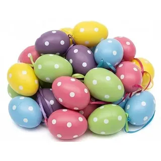 khevga 60er Set Ostereier mit Punkten – 60 Stück zum Aufhängen – Bunte Osterdeko für Zweige, Fenster & Garten by