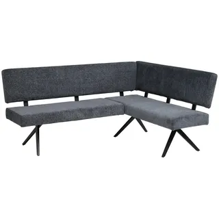 Livetastic Eckbank, Dunkelgrau, Metall, Textil, 5-Sitzer, L-Form, 190x150 cm, Esszimmer, Bänke, Eckbänke