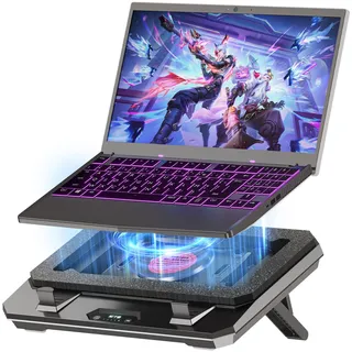 IETS GT300 Verbessertes Laptop-Kühlpad mit verstellbarem Ständer, Turbo-Kühler für schnelle Kühlung, 10-17 Zoll Gaming-Laptop, Flexibler Dichtungsring, mit Verstellbarer Luftfilterklemme (GT300B0)