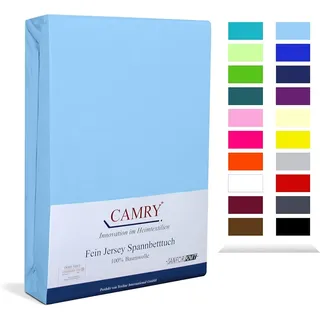 Camry Spannbettlaken Jersey-Baumwolle 180 x 200 cm blau