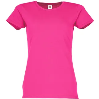FRUIT OF THE LOOM Ladies Iconic T-Shirt in versch. Farben und Größen, fuchsia, L