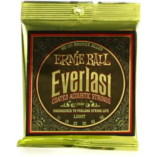 Ernie Ball Everlast Light Coated 80/20 Bronze Akustik-Gitarrensaiten, Stärke 11-52