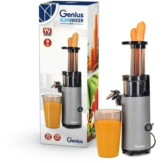 Genius Slow Juicer Entsafter Mini für Gemüse Obst 9 tlg, Kaltpressjuicer, 130 W, geräuscharm, schlichtes Design, leichte Früchte Saftpresse ele...