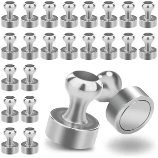 Poppstar Magnethalter (24-St), Poppstar 24x Kegelmagnet (12x16mm, stark, Haftkraft 1 Kg), silbern silberfarben