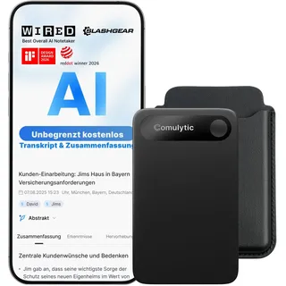 Comulytic Note Pro KI Digitales Diktiergerät mit Unbegrenzter Transkription