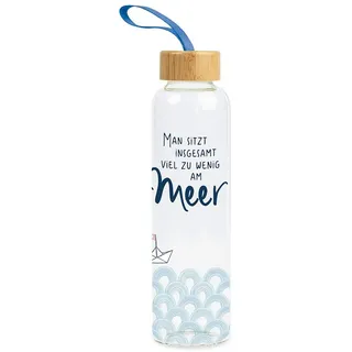 Grafik-Werkstatt Grafik Werkstatt Trinkflasche aus Glas mit lustigem Spruch | mit Griffschlaufe | 550 ml | Meer