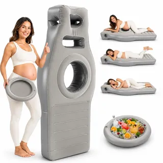 Aufblasbares Schwangerschaftskissen Mit Bauchöffnung, Beflockte Pvc Luftmatratze Für Schwangere Zum Liegen Auf Dem Bauch, Mit Pumpe Und Abnehmbarem Wassertray, Ideal Für Schwangere Und Pool