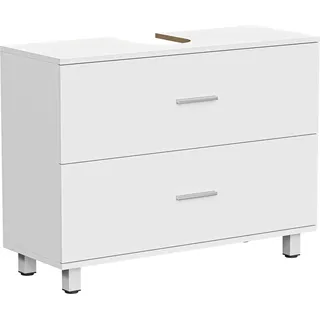 HOMCOM Waschbeckenunterschrank Badezimmerschrank mit 2 Schubladen Badezimmer Unterschrank mit geteilter oberer Schublade Waschtischunterschrank, Weiß 80 x 30 x 60 cm   Aosom