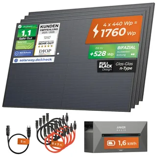1760 W / 800 W inkl. 1,6 kWh Anker Solix 2 Pro Speicher