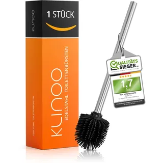 KLINOO Premium Silikon WC-Bürste schwarz mit Lotuseffekt - Bürstenkopf mit Edelstahl Griff - rostfreie Klobürste - Ersatztoilettenbürste - Ersatzklobürste (Schwarz, 1)