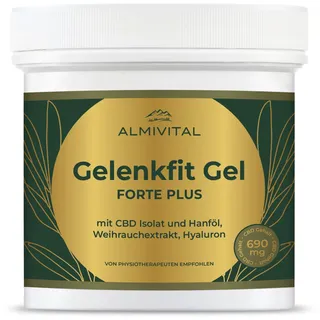 ALMIVITAL Gelenkfit Gel Forte Plus 500ml – Pflegegel mit CBD, Hyaluron & Weihrauch – Vegan, feuchtigkeitsspendend, schnell einziehend – Für Gelenke & Haut an Händen, Füßen & Hüfte