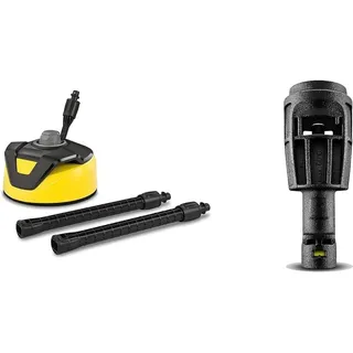 Kärcher Flächenreiniger T-Racer T 5 (Spritzwasserschutz, für große Flächen, zwei Flachstrahldüsen, Handgriff für senkrechtes arbeiten) & Adapter M