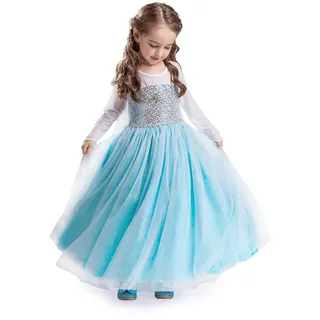 ELSA & ANNA Prinzessin Kleid Mädchen – Eiskönigin – Prinzessinnenkostüm – Mädchen Kleid für Partys, Geburtstage, Fasching, Karneval und Halloween – 2-3 Jahre (FR314)