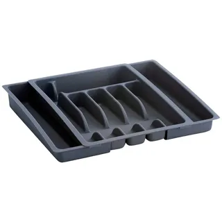 Zeller Besteckkasten ausziehbar Kunststoff grau 29-48 x 38 x 6,5 cm