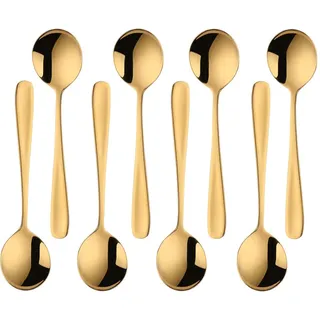 Do Buy Esslöffel Groß Müslilöffel Edelstahl Rostfrei 18/10 Gold Suppenlöffel 8-stück Dessertlöffel länge 17,5 cm Breit 4,5 cm Tafellöffel Suppentassenlöffel für Müsli Porridge Menülöffel Soup Spoons