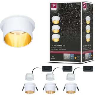Paulmann Einbauleuchte 3er Pack Gil 3-Step-Dim Rund Weiß matt Gold