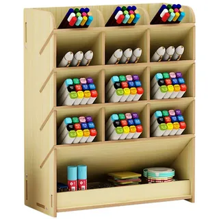 Hggzeg Stifthalter Aufbewahrungsbox aus Holz, multifunktionaler Schreibtisch-Organizer für Zuhause, Büro und Schule White Maple