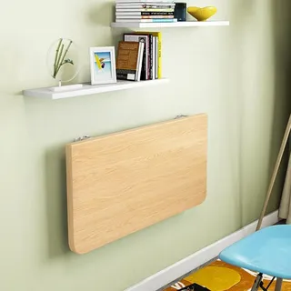 OHMG Wandklapptisch aus Holz – skandinavischer Hängetisch, klappbar, für Esszimmer, Computertisch (Farbe Walnuss-60 x 30 x 1,6 cm)