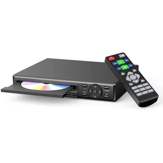 Desobry DVD Player für Fernseher, 1080p HD DVD Player mit verbessertem Laufwerkssteuerungssystem, Region-Free DVD/CD Player mit HDMI- & AV-Ausgang, Resume-Funktion, Fernbedienung