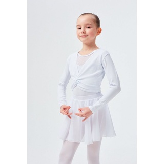 tanzmuster Crop-Top Langarm Ballett Top Mia aus wunderbar weicher Baumwolle Oberteil für Mädchen fürs Kinder Ballett weiß 116/122