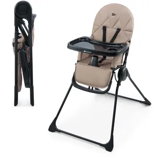 Kinderkraft BINCI Kinderhochstuhl, Babystuhl, leicht und faltbar mit Tablett, Fußstütze und 5-Punkt-Gurt, ideal für kleine Räume und Reisen, Beige