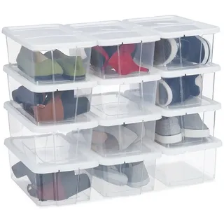 Relaxdays Schuhbox 12,5 x 20 x 34,5 cm 12-tlg. transparent