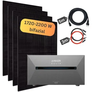 myvoltaics Balkonkraftwerk mit Speicher 1760W - inkl. Anker SOLIX Solarbank 2 Pro