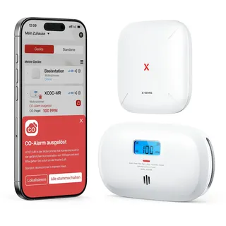 X-Sense Smart Kohlenmonoxid Melder, TÜV Rheinland Zertifiziert, mit Digitalanzeige, austauschbarer Batterie, App-Steuerung, mit Basisstation SBS50, XC0C-MR11, 1 Stück