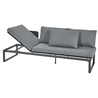 Sunfun Maja Slim Loungesofa mit Liegefunktion  (B x T x H: 198 x 67 x 64,5 cm, Anthrazit)