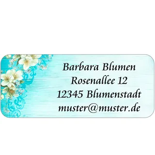 Adress-Etiketten - Adress-Aufkleber "Flower" mit Ihrem Wunschtext, 160 Stück, ca. 56 x 23 mm, für 1 bis 5 Zeilen Text