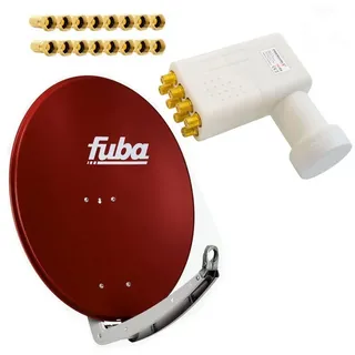 PremiumX Premium X Satelliten-Komplettanlage Fuba DAA 850 R Satellitenschüssel Alu Rot Octo LNB 16x F-Stecker für 8 Teilnehmer