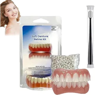Vumela Soft Denture Reline Kit, Fivfivgo Soft Denture Reline Kit, Soft Denture Reliner Kit,Snap on Soft Denture Reliner Kit for Upper and Lower Denture (1 Set)