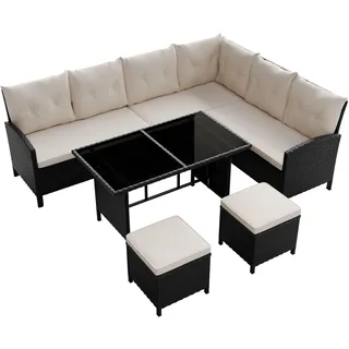 Juskys Manacor Lounge-Set schwarz/beige