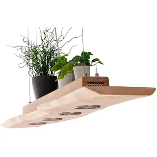 FRIESENLICHT Hängeleuchte, Holz Design mit LED-Spots, Moderne Deckenlampe mit Pflanzenhalter (100cm/4 Spots/Dimmbar ohne Dimmer)