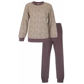 Tenderness Schlafanzug Damen Frottee Pyjama (2 tlg) kuschelige Qualität braun L
