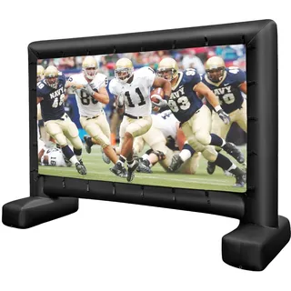 COSTWAY Aufblasbare Beamer Leinwand, 147 Zoll, Projektor Leinwand mit Gebläse und Erdspieße, 16:9, HD, 4K, doppelseitige Projektionsleinwand für Familienaktivitäten im Innen- & Außenbereich
