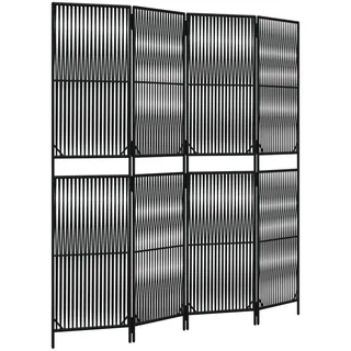 vidaXL Paravent 4-tlg. Schwarz Poly Rattan