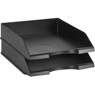 Amazon Basics Ablagefächer Dokumentenablage Schreibtisch Briefablage Schwarz 2er-Pack 33,8cm x 25,4cm x 6,4cm