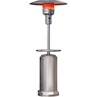 GGM Möbel Gasheizstrahler | 2,2m + Tisch | Edelstahl | 12kW | Heizpilz, Terrassenheizstrahler, Terrassenheizer, Heizstrahler Gas