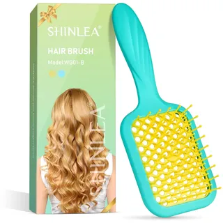 shinlea haarbürste ohne ziepen für nasses und trockenes Haar, schnell trocknende,belüftete Detangle Haarbürste für Frauen, Männer, Kinder,reduziert Haarbruch, beseitigt Knoten (Blau)