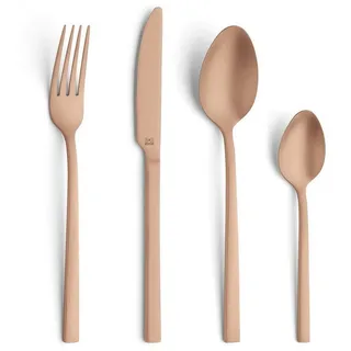 Beckmann & Rommerskirchen B&R PANO PVD Besteck Set, Kupfer, 16-teilig, Für 4 Personen, Besteck Kupfer, Besteck Matt, 18/0 Edelstahl Rostfrei, Messer aus 13/0 Klingenstahl, Spülmaschinenfest