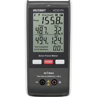 VOLTCRAFT VC121 PV Solar-Panel-Messgerät bis 800W Anzeige Strom Spannung Leistung Kurzschluss